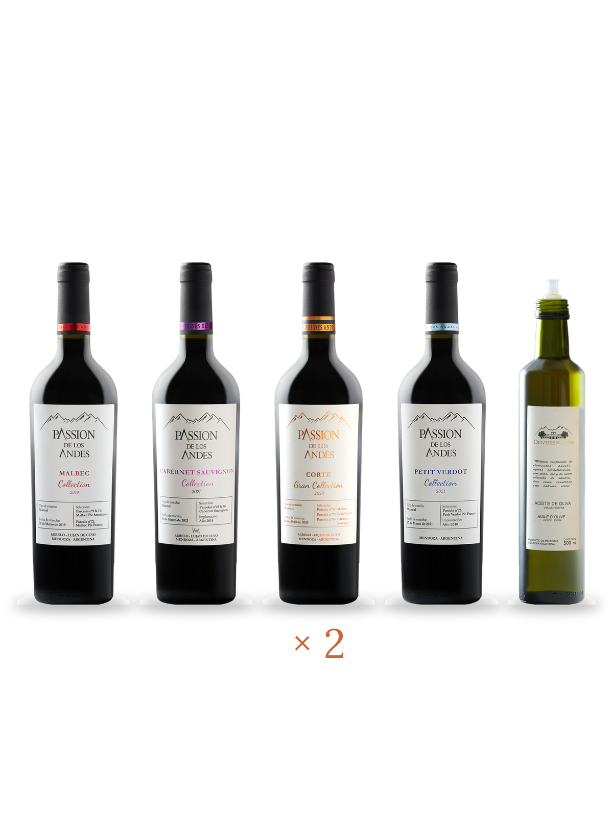 Caisse Premium : gamme Collection, 2 Corte Gran Collection Passion de los Andes et une huile d'olive, Vignes des Andes