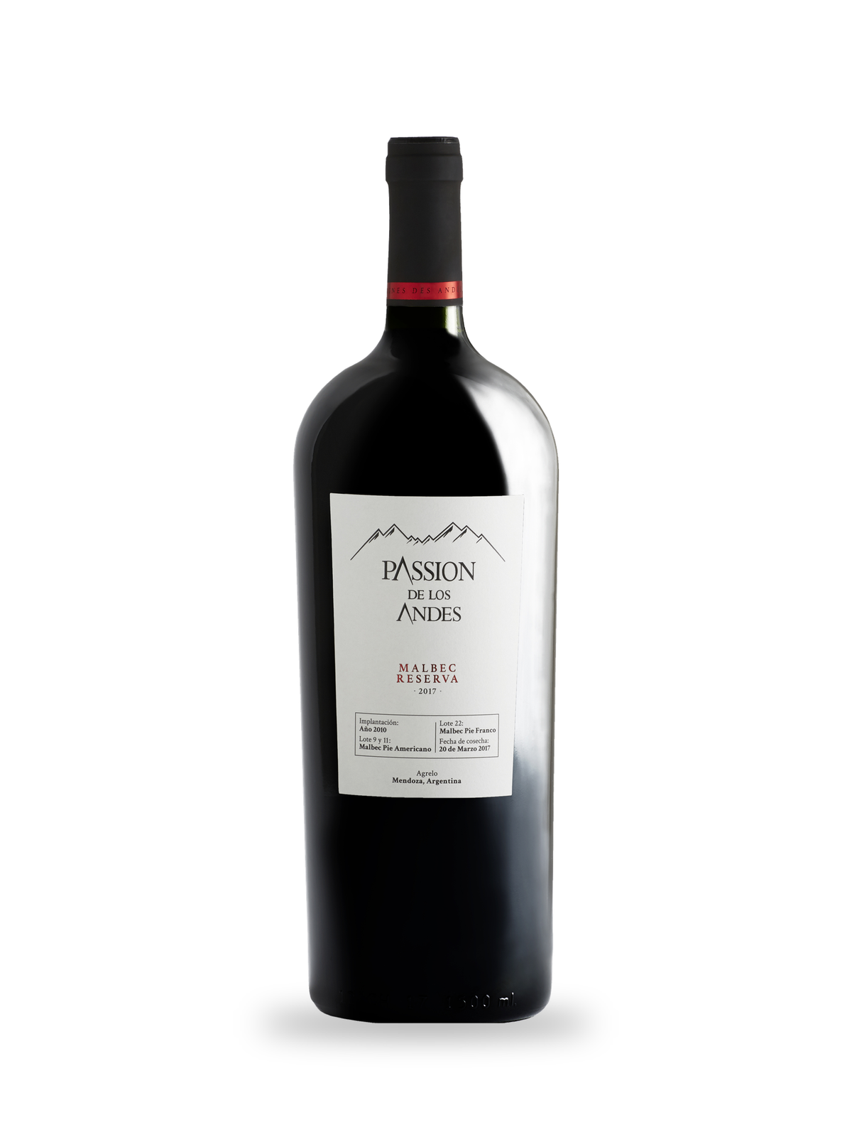 Magnum 1,5 L de Malbec Reserva 2017 Passion de los Andes, vin rouge de Mendoza, Vignes des Andes