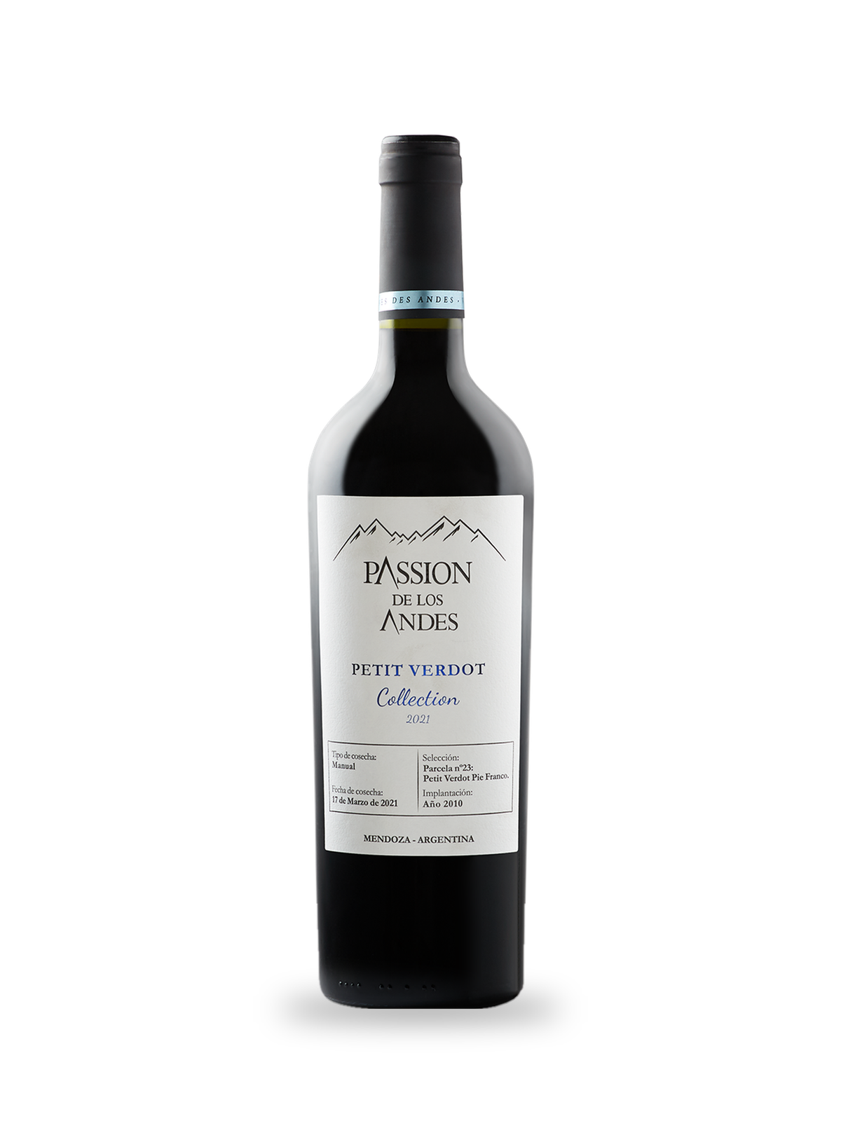 Bouteille de Petit Verdot Collection 2021 Passion de los Andes, vin rouge de Mendoza, Vignes des Andes